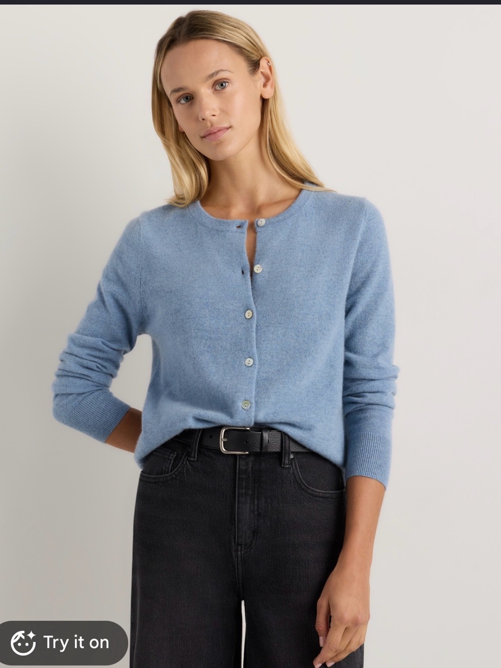 Cashmere 100% Cardigan Baby Blue Long Sleeve , size M